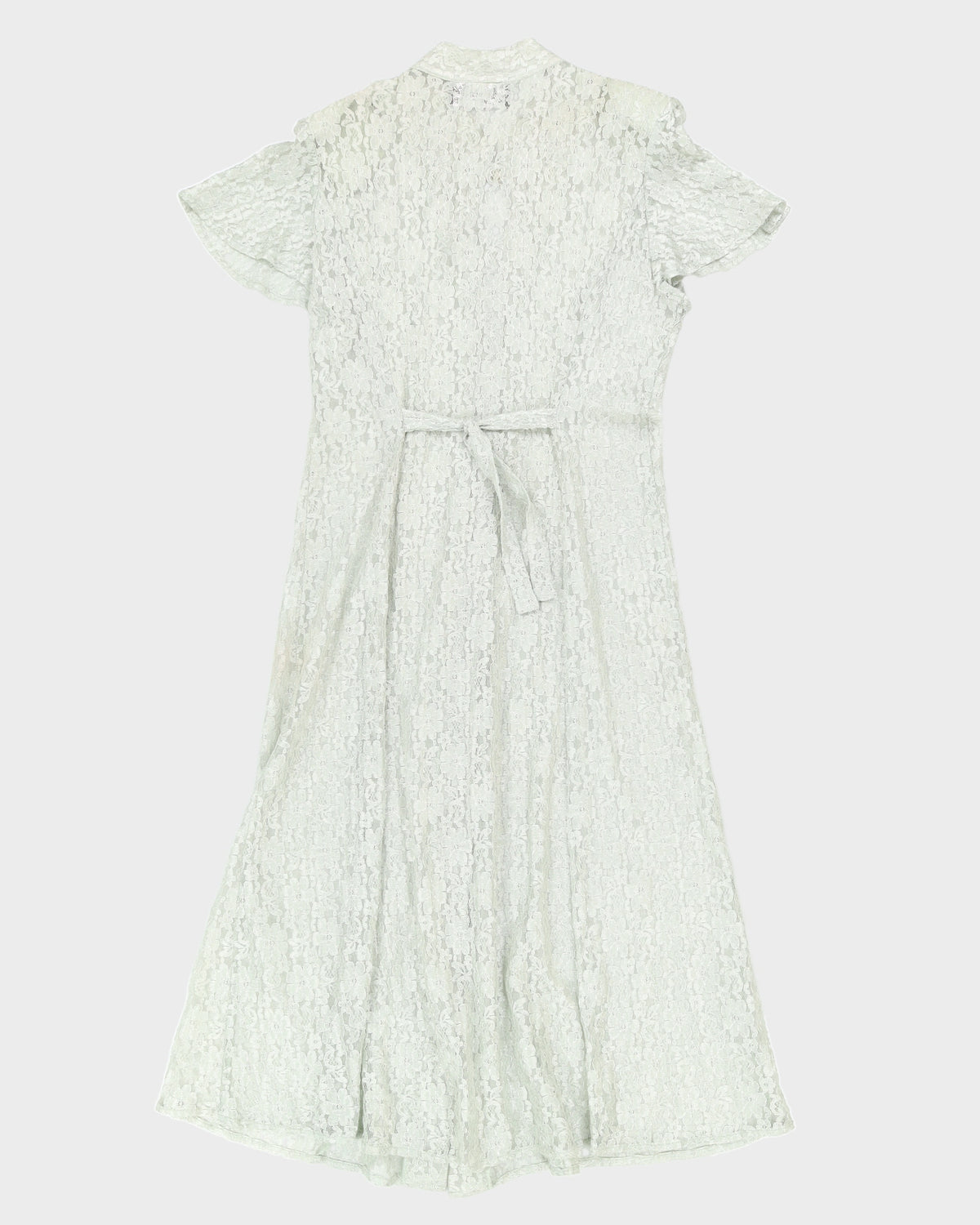1990s Sheer Lace Blue Dress - S