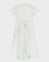 1990s Sheer Lace Blue Dress - S