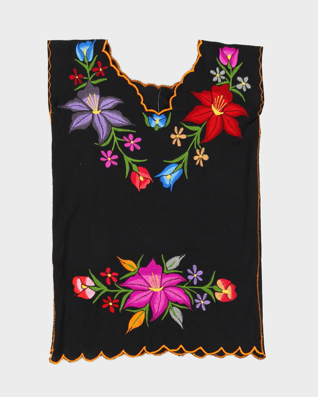 Black Embroidered Shift Dress - M