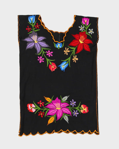 Black Embroidered Shift Dress - M