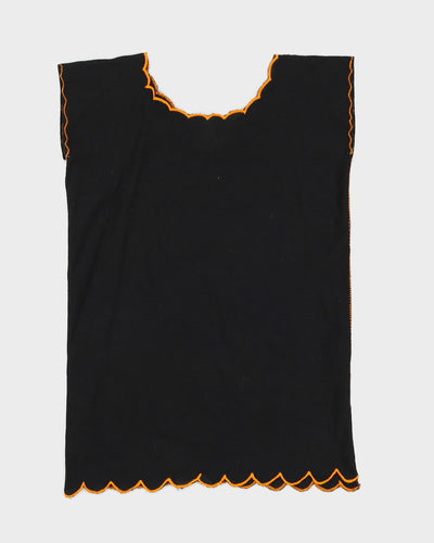 Black Embroidered Shift Dress - M