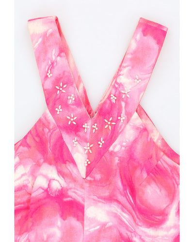 Vintage 1970s Pink A-Line Maxi Dress - S