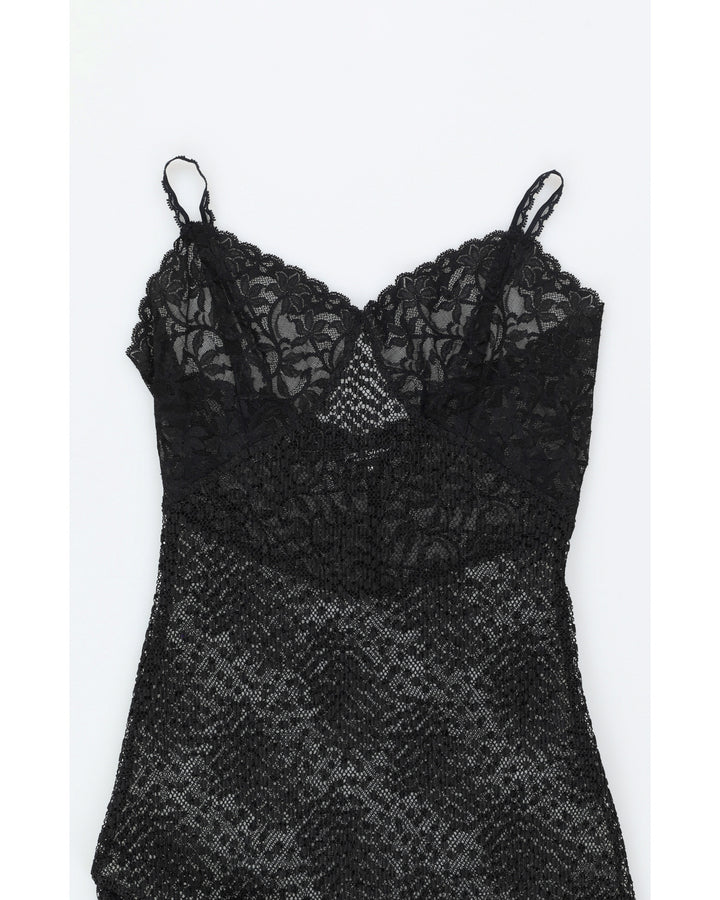Betsey Johnson Black Lace Maxi Dress - M
