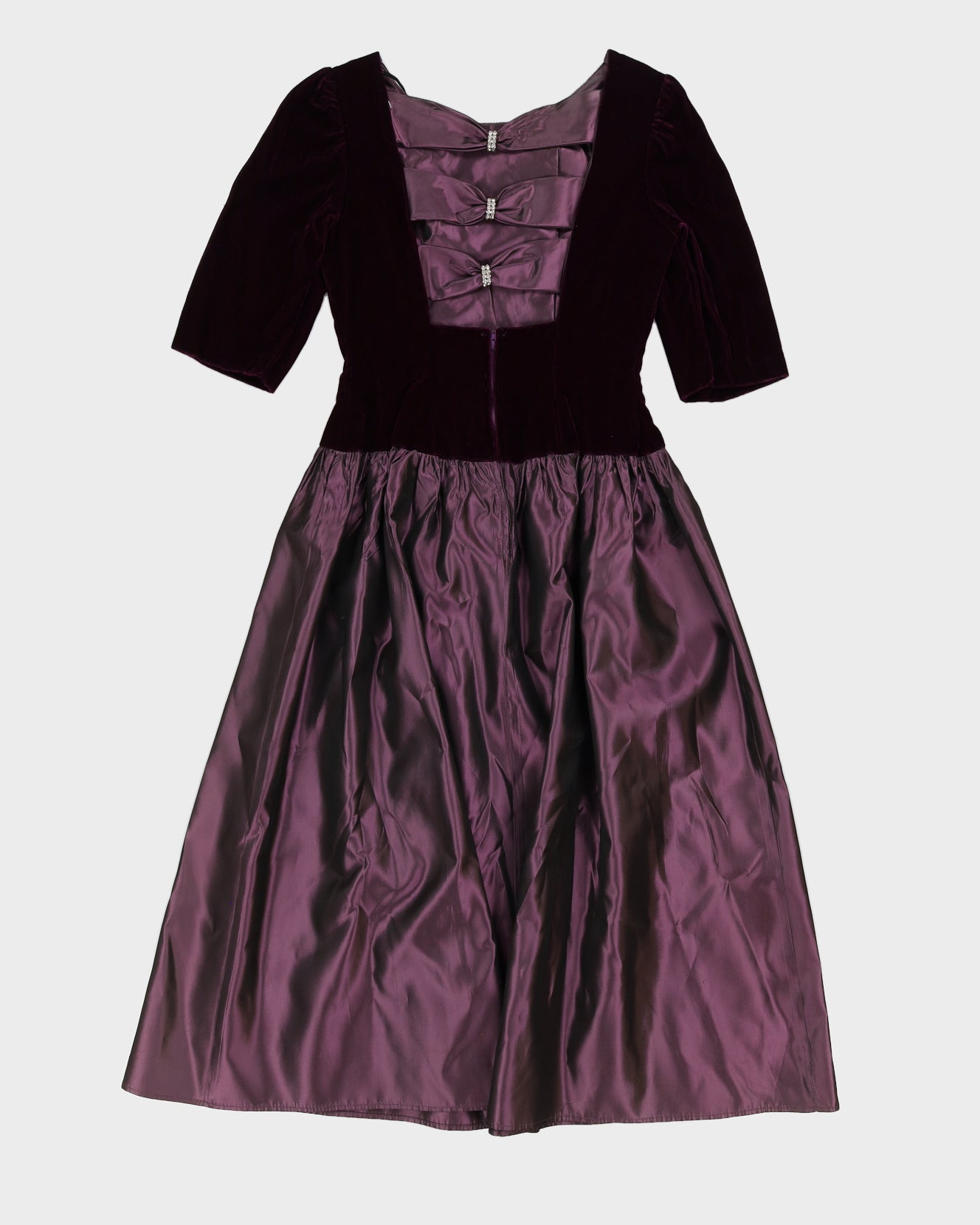 Vintage Purple Velvet Evening Dress - XS