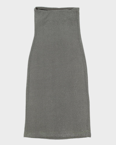 1990s Silver Ralph Lauren Evening Dress - S