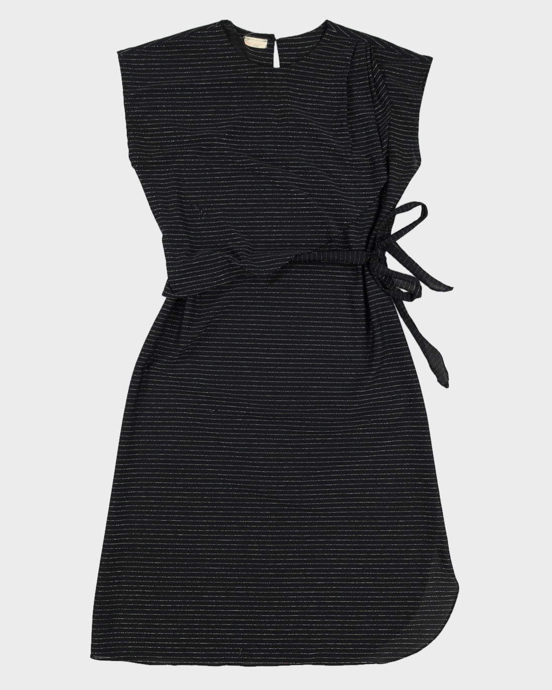 1980s Silver Striped Black Dress - S