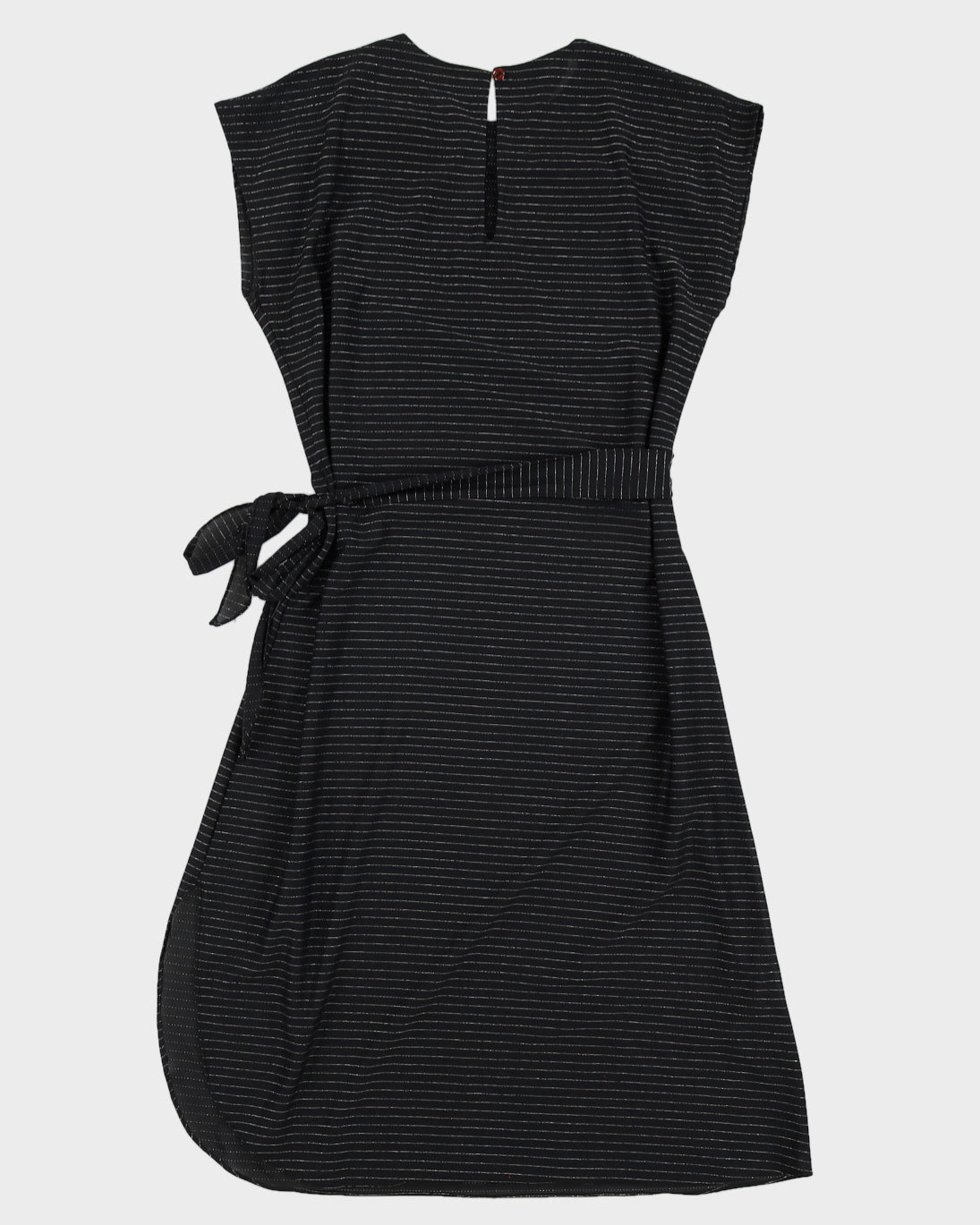1980s Silver Striped Black Dress - S