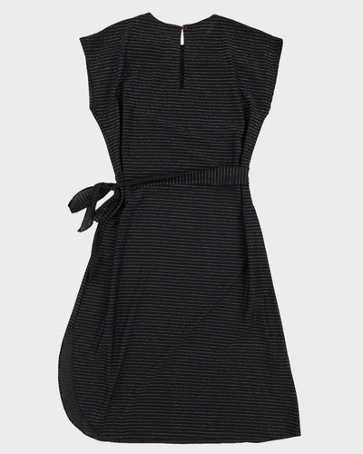 1980s Silver Striped Black Dress - S
