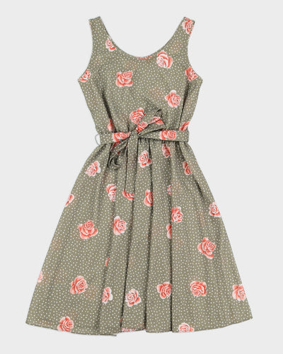 Vintage Polka Dot Flower Dress - S