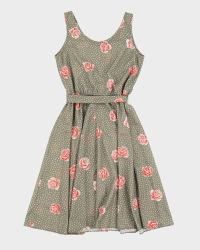 Vintage Polka Dot Flower Dress - S