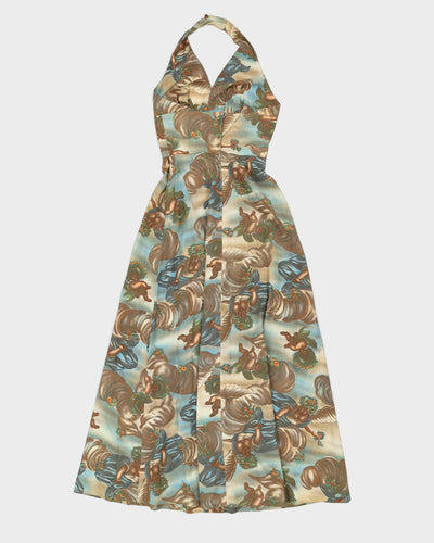 Cherub Print 1970s Halter Neck Maxi Dress - XS