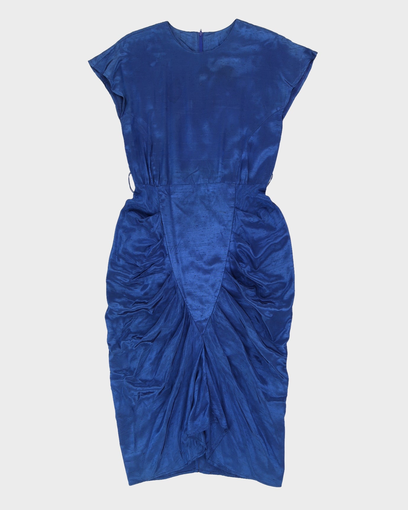 Blue 80s Ruched Dress - S