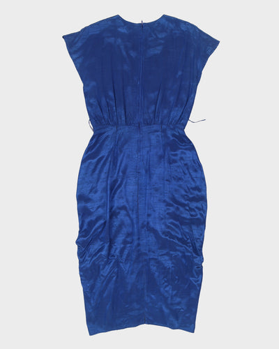 Blue 80s Ruched Dress - S