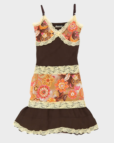 Y2K 00s Floral Lace Midi Dress - S