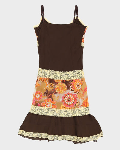 Y2K 00s Floral Lace Midi Dress - S