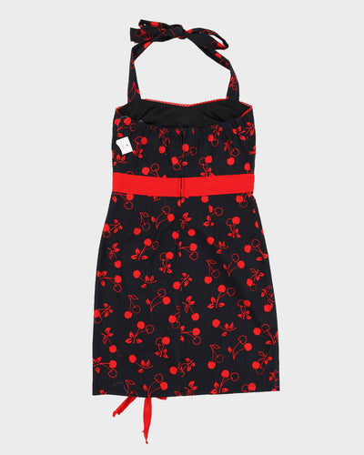 00s Cherry Print Halter Neck Dress - XXS