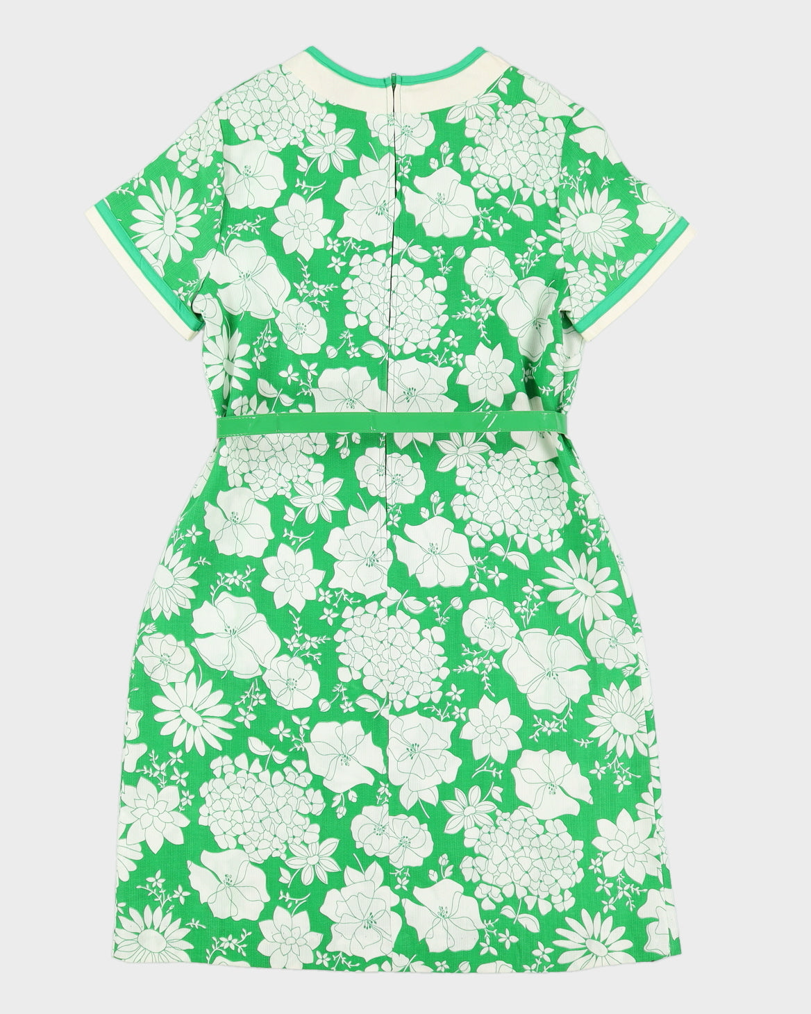 Vintage 1970s Green Floral Dress - L