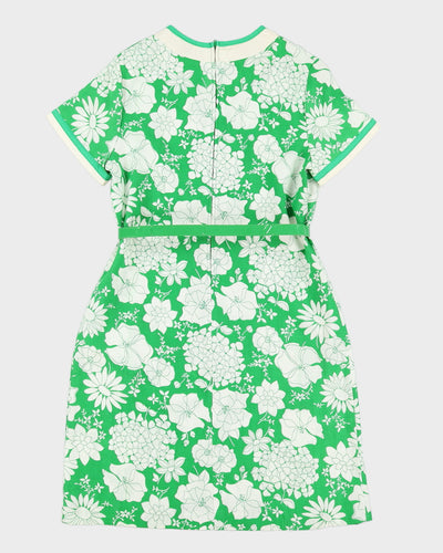 Vintage 1970s Green Floral Dress - L