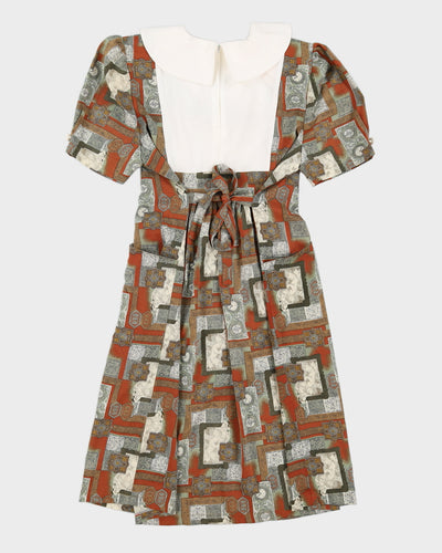 Brown Patterned Smock Dress - S