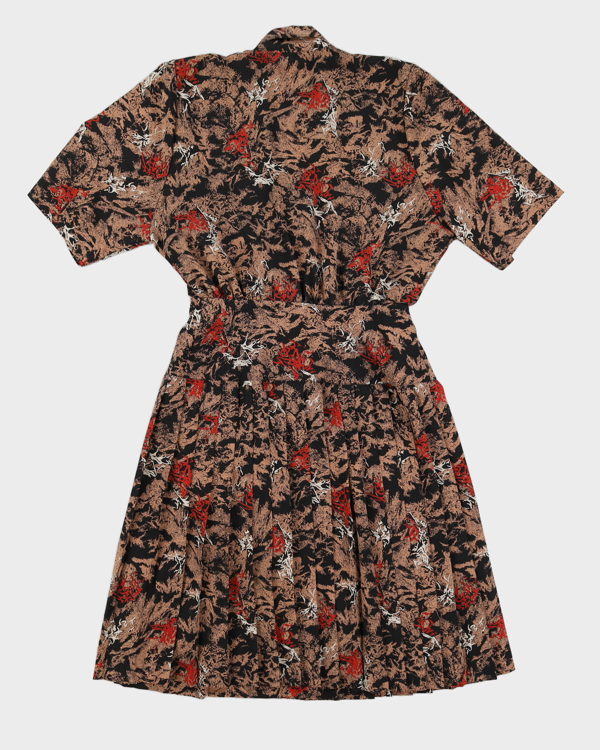 Brown Patterned Tea Dress - M