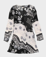 Y2K 00s Bebe Black &amp; White Floral Mini Dress - M