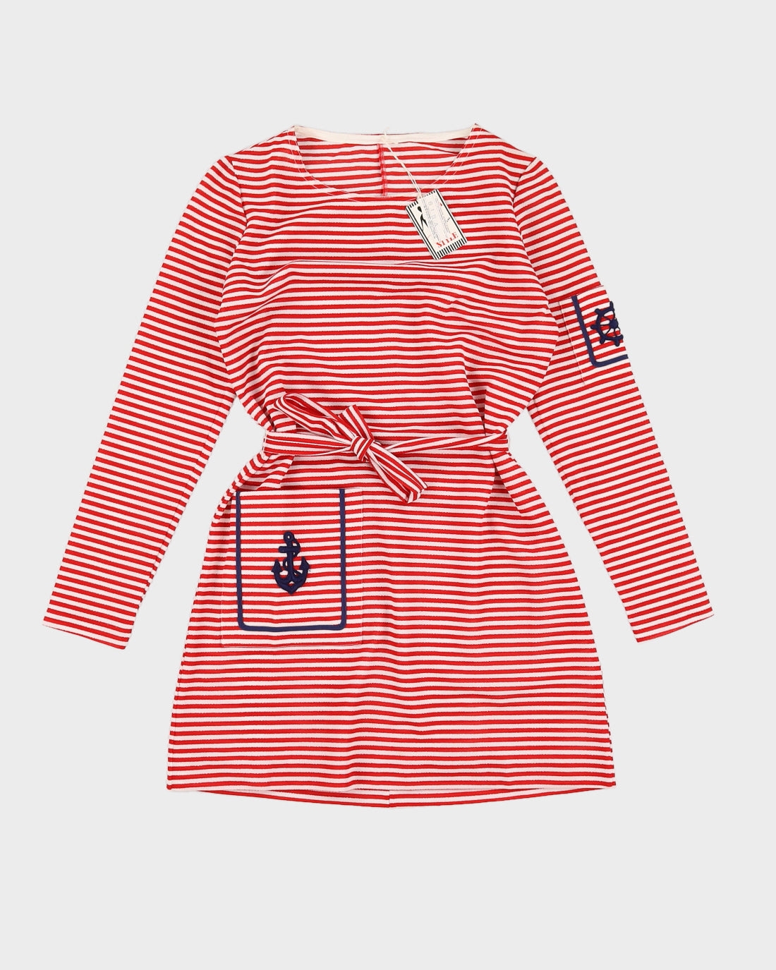 Vintage 70s Biba Red & White Stripe Dress - S