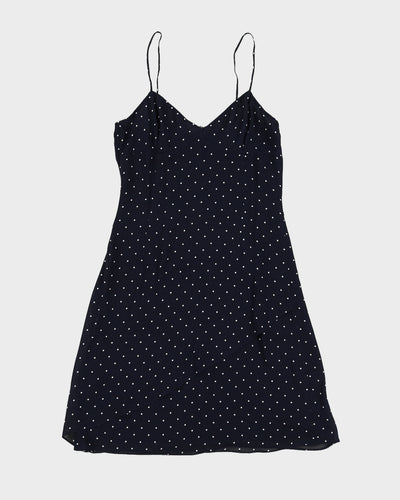 Vintage 90s Lauren By Ralph Lauren Navy Polka Dot Mini Dress - XS