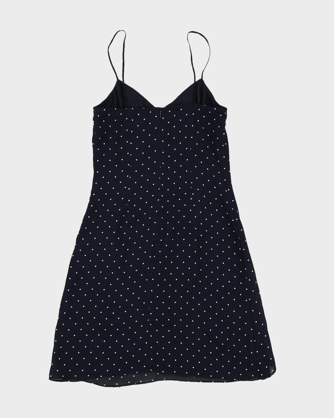 Vintage 90s Lauren By Ralph Lauren Navy Polka Dot Mini Dress - XS
