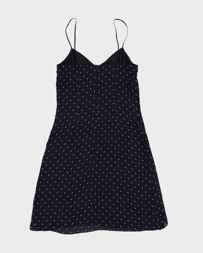 Vintage 90s Lauren By Ralph Lauren Navy Polka Dot Mini Dress - XS