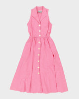 Vintage 80s Nina P. Design Pink Gingham Button Up Dress - M