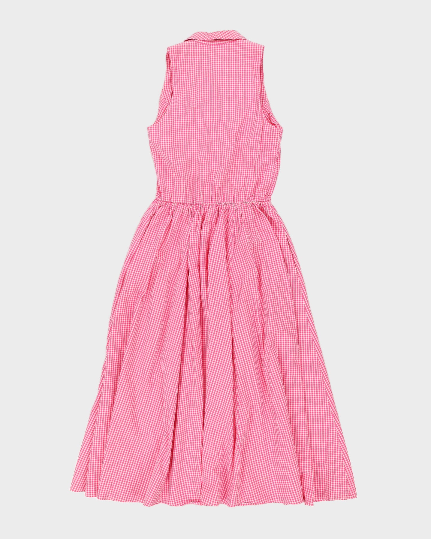 Vintage 80s Nina P. Design Pink Gingham Button Up Dress - M