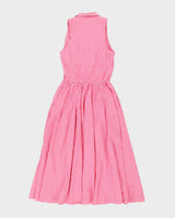 Vintage 80s Nina P. Design Pink Gingham Button Up Dress - M