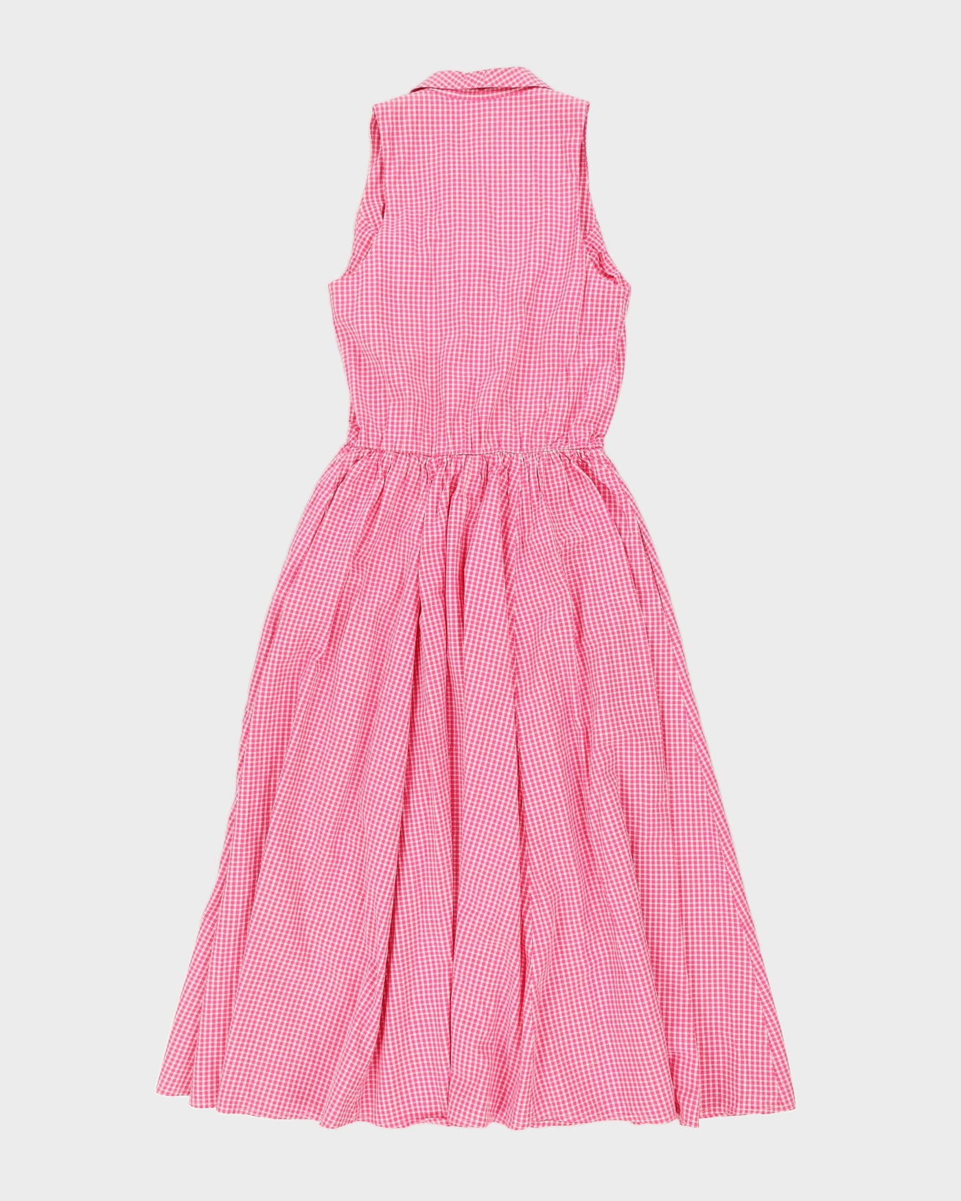 Vintage 80s Nina P. Design Pink Gingham Button Up Dress - M