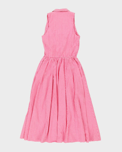 Vintage 80s Nina P. Design Pink Gingham Button Up Dress - M