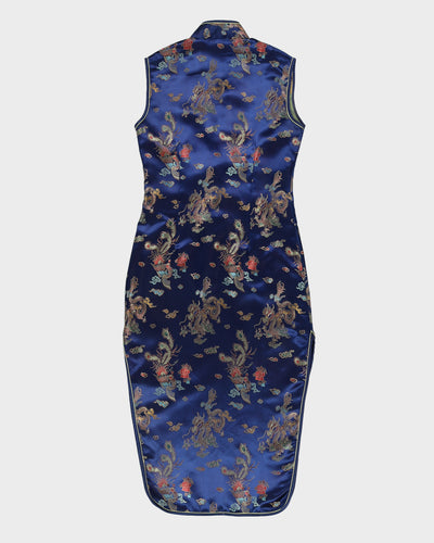 Vintage 90s Hong Yao Sleeveless Blue Cheongsam - M