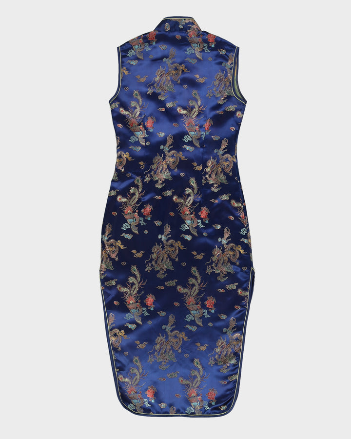 Vintage 90s Hong Yao Sleeveless Blue Cheongsam - M