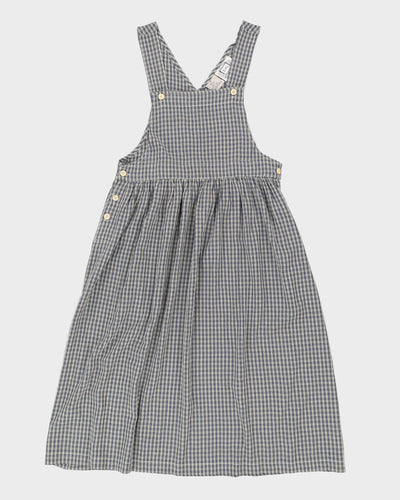 Vintage 90s Erika Blue Gingham Pinafore Dress - M