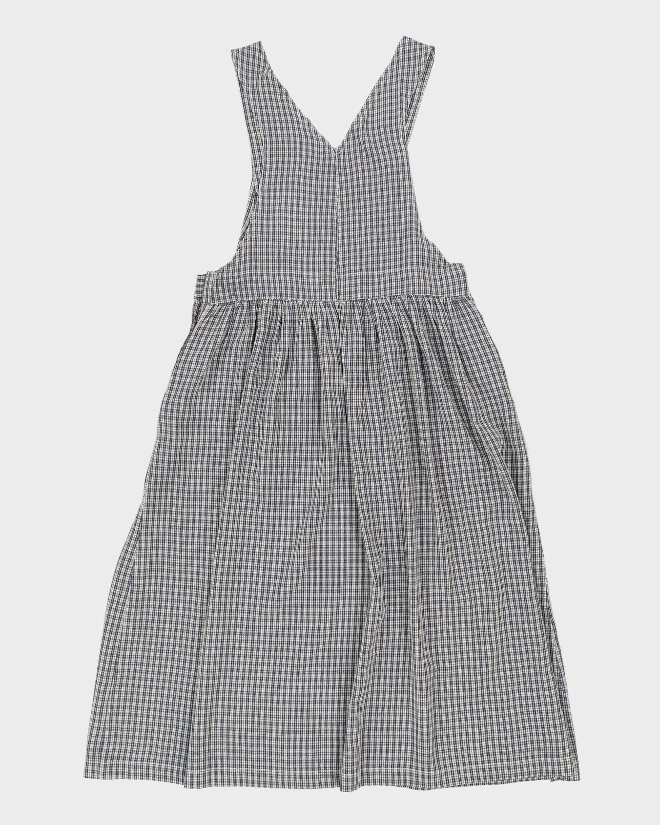 Vintage 90s Erika Blue Gingham Pinafore Dress - M