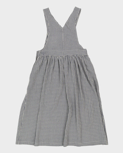 Vintage 90s Erika Blue Gingham Pinafore Dress - M