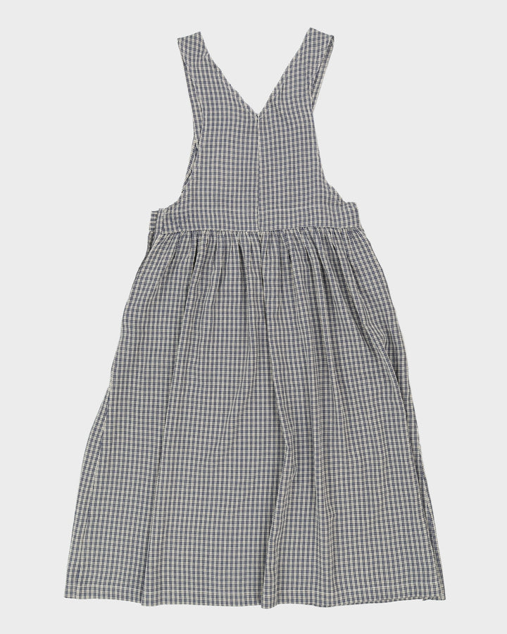 Vintage 90s Erika Blue Gingham Pinafore Dress - M