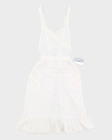 Vintage 70s Louis Feraurd White Broderie Apron Dress - XS/S