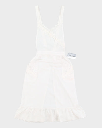 Vintage 70s Louis Feraurd White Broderie Apron Dress - XS/S