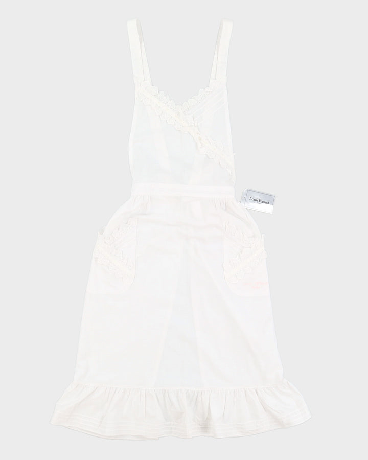 Vintage 70s Louis Feraurd White Broderie Apron Dress - XS/S