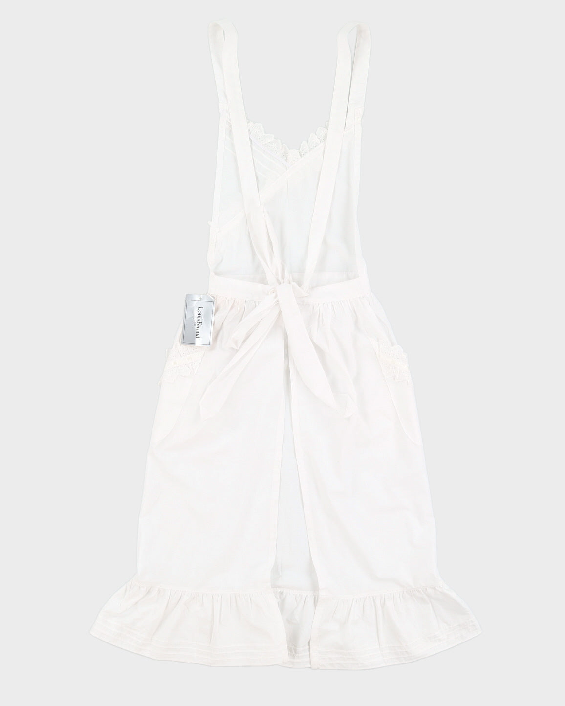 Vintage 70s Louis Feraurd White Broderie Apron Dress - XS/S