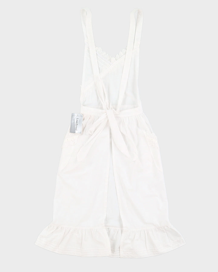 Vintage 70s Louis Feraurd White Broderie Apron Dress - XS/S