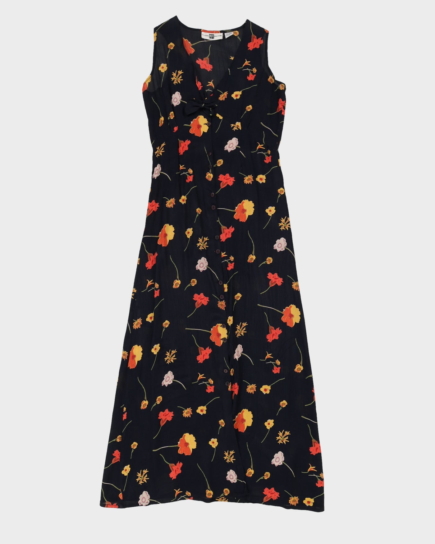 Vintage 90s Smart Set Navy Floral Maxi Dress - M