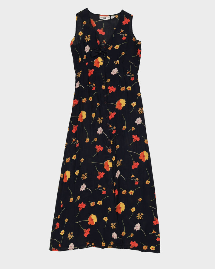 Vintage 90s Smart Set Navy Floral Maxi Dress - M