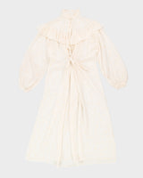 Vintage 70s Cream Floral Ruffle Maxi Dress - L