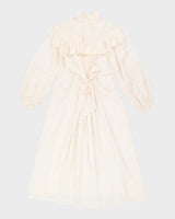 Vintage 70s Cream Floral Ruffle Maxi Dress - L