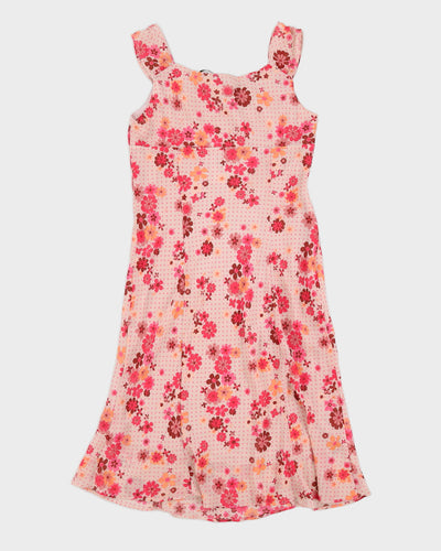 Y2K 00s Etam Pink Floral Midi Dress - M